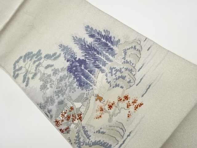 JAPANESE KIMONO / VINTAGE NAGOYA OBI / WOVEN SCENERY OF HOUSE